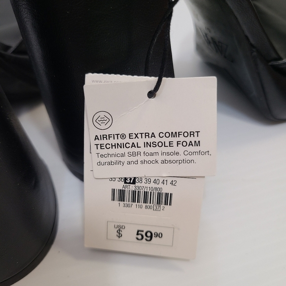 ZARA HIGH-HEEL PLATFORM SANDALS BLACK SIZE 6.5 | 3307/110 - Picture 11 of 13